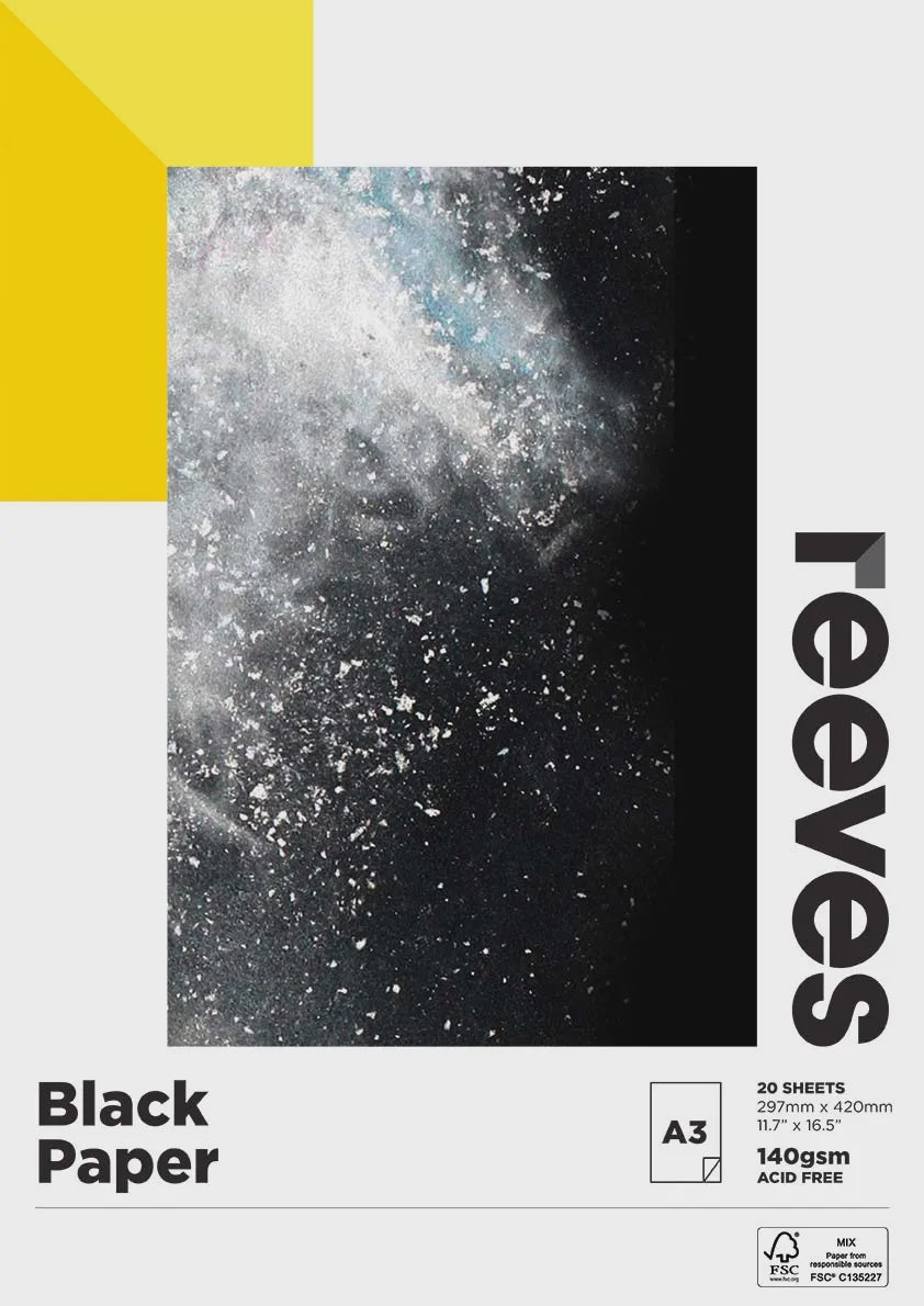 Reeves Black Paper Pad A3 140gsm /20 Sheets