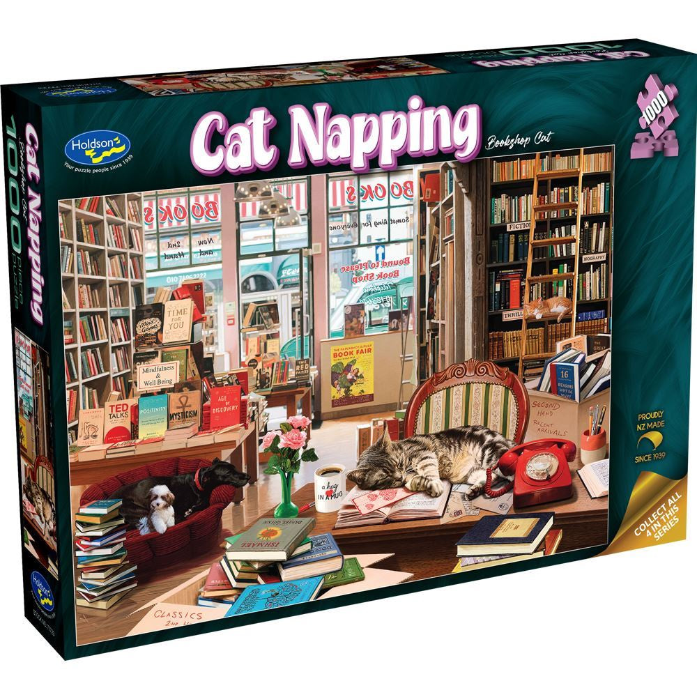 1000pc Cat Napping Bookshop Cat Puzzle
