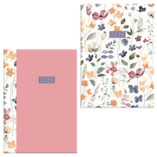 DESK DIARY,A5 Week To View Kraft Wild Bloom 2026