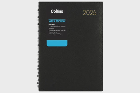 Collins: 2026 Boston A43 Week To View Diary - Black