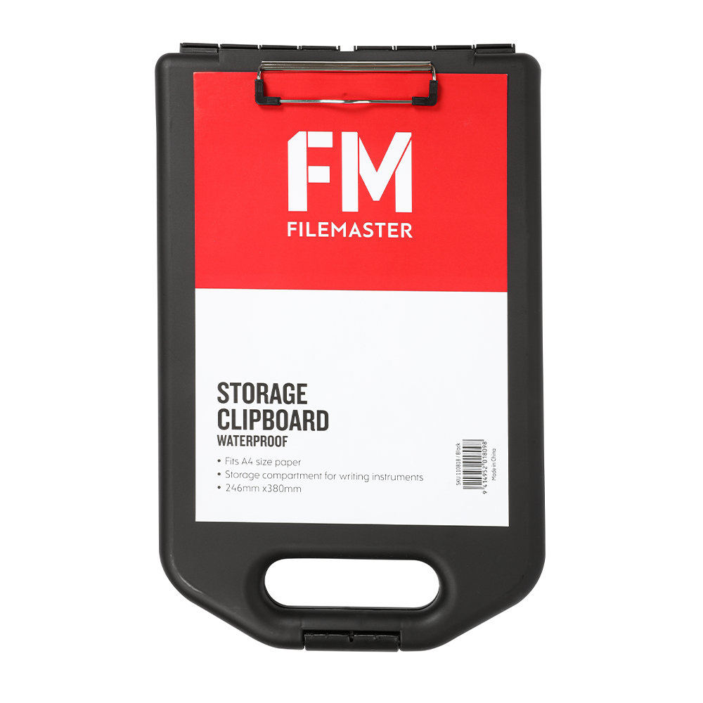 Fm A4 Storage Clipboard Waterproof Black