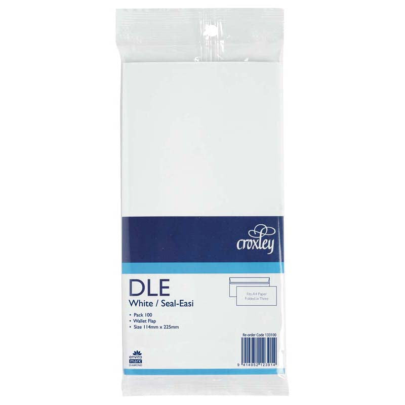 DLE Envelope/Seal Easi 114 x 225mm/ 100Pk