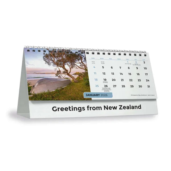 NZ Greetings Desk Calendar with Envelope 2026