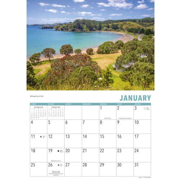 New Zealand Beaches Calendar 2026