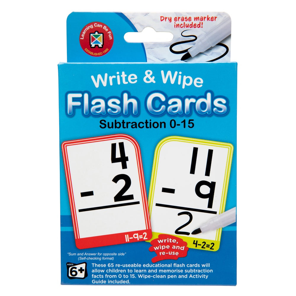 Write And Wipe Flash Cards Subtraction