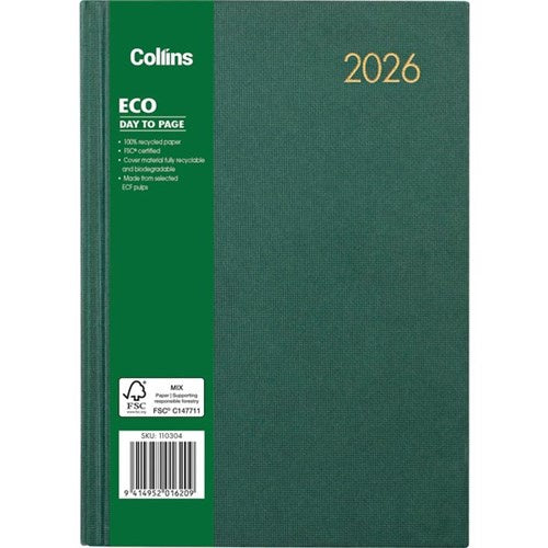 Collins Eco A51 Day Per Page Green 2026