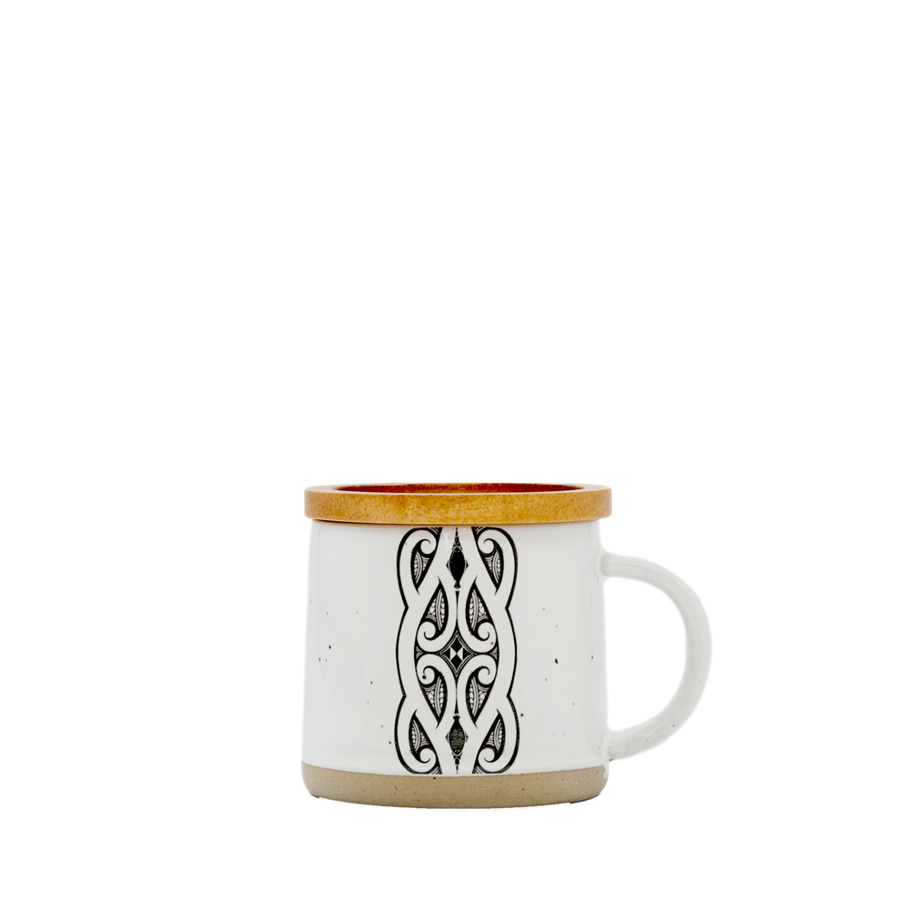 Glazed Ceramic Espresso Mug with Wooden Coaster Lid