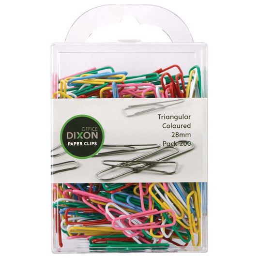 Dixon Paper Clips 28mm Triangle Coloured