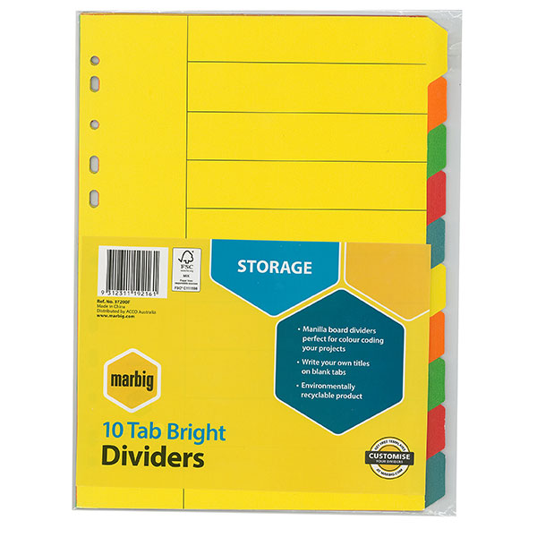 10 Tab Bright Dividers