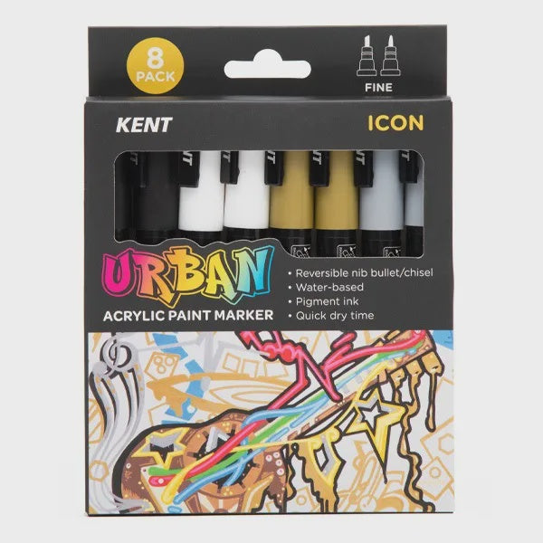 Kent Urban Acrylic Paint Marker 3mm nib Icon 8 Pk