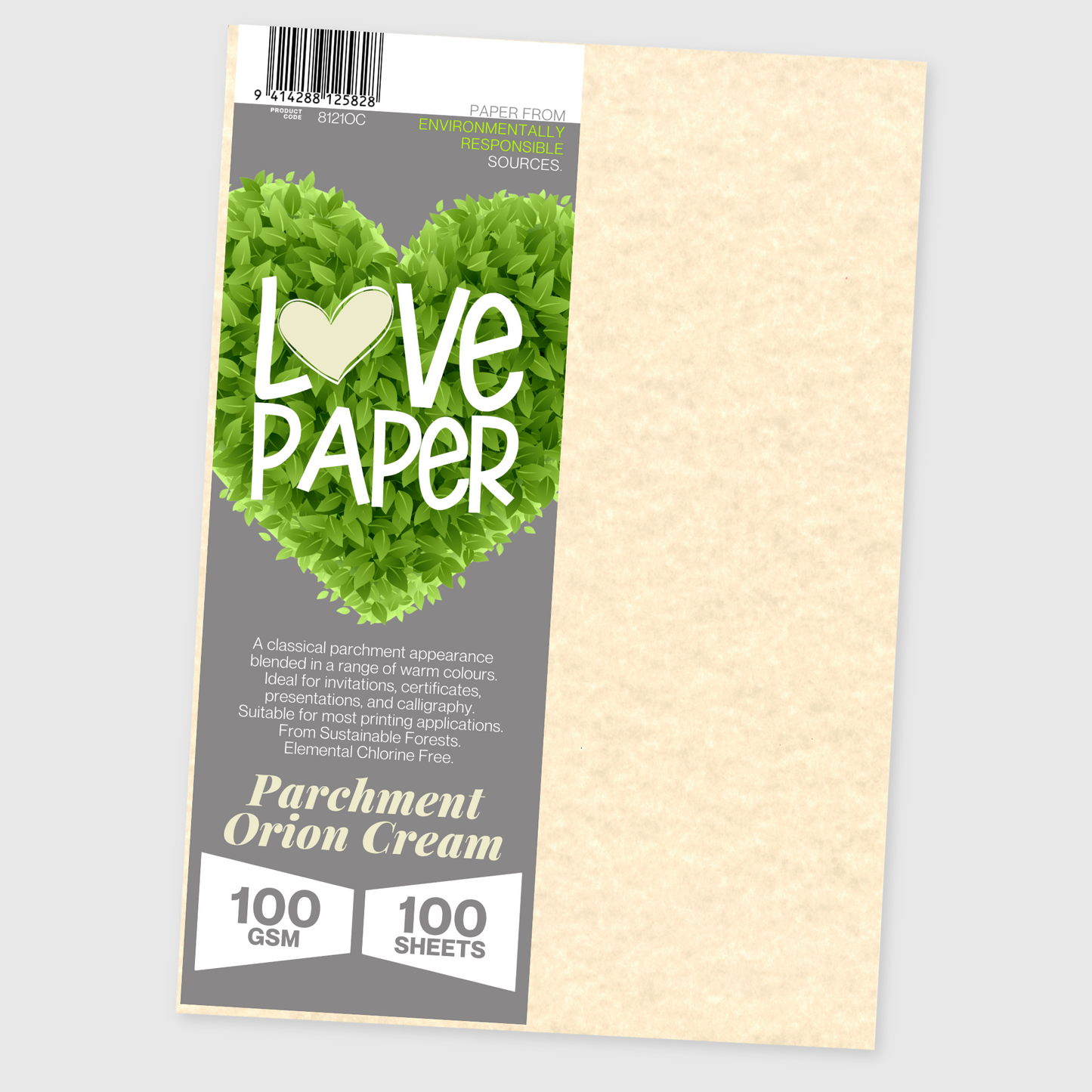 A4 Paper 100gsm Parchment Orion Cream 12Pce