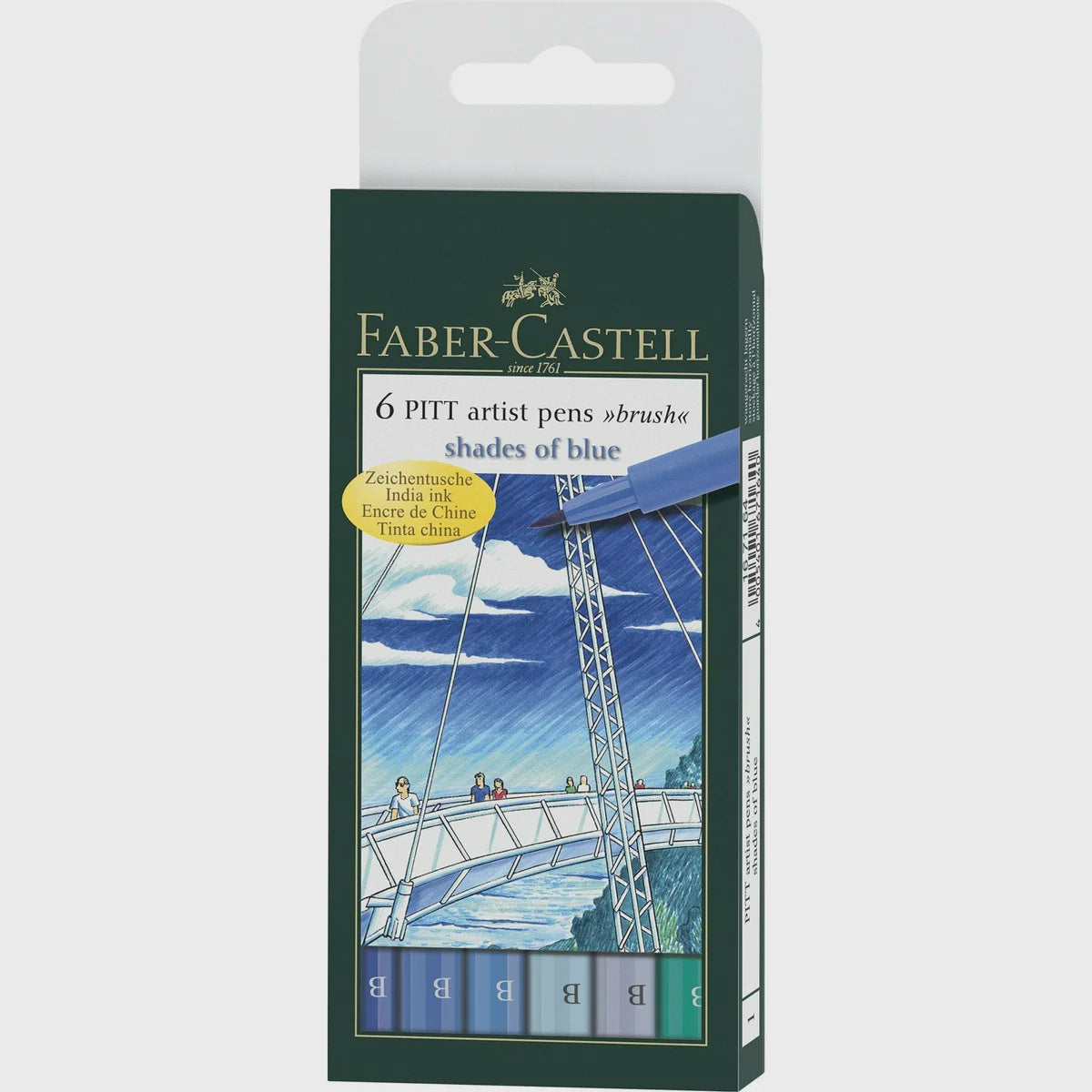Faber/C Pitt Artrist Pen Blue 6 Pce
