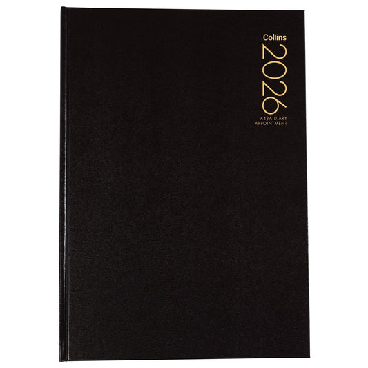 2026 Collins Diary A43A Black Appointment Week To View