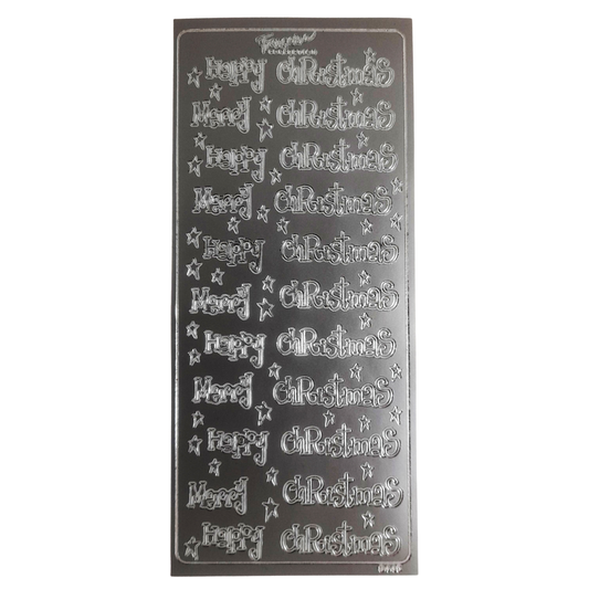 Merry Christmas Script Silver Stickers #PC372S