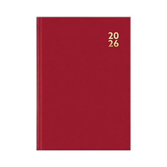 2026 Diary Deluxe A6 Day to Page Hard Cover Red or Black or Blue