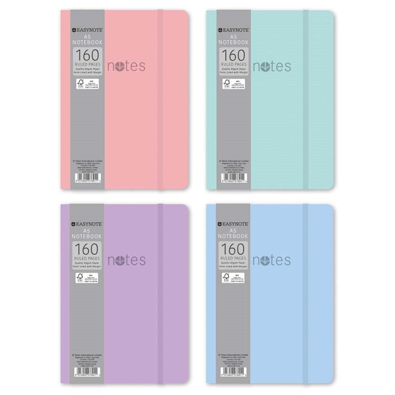 Easynote A5 Soft Touch Notebook Pastel Assorted