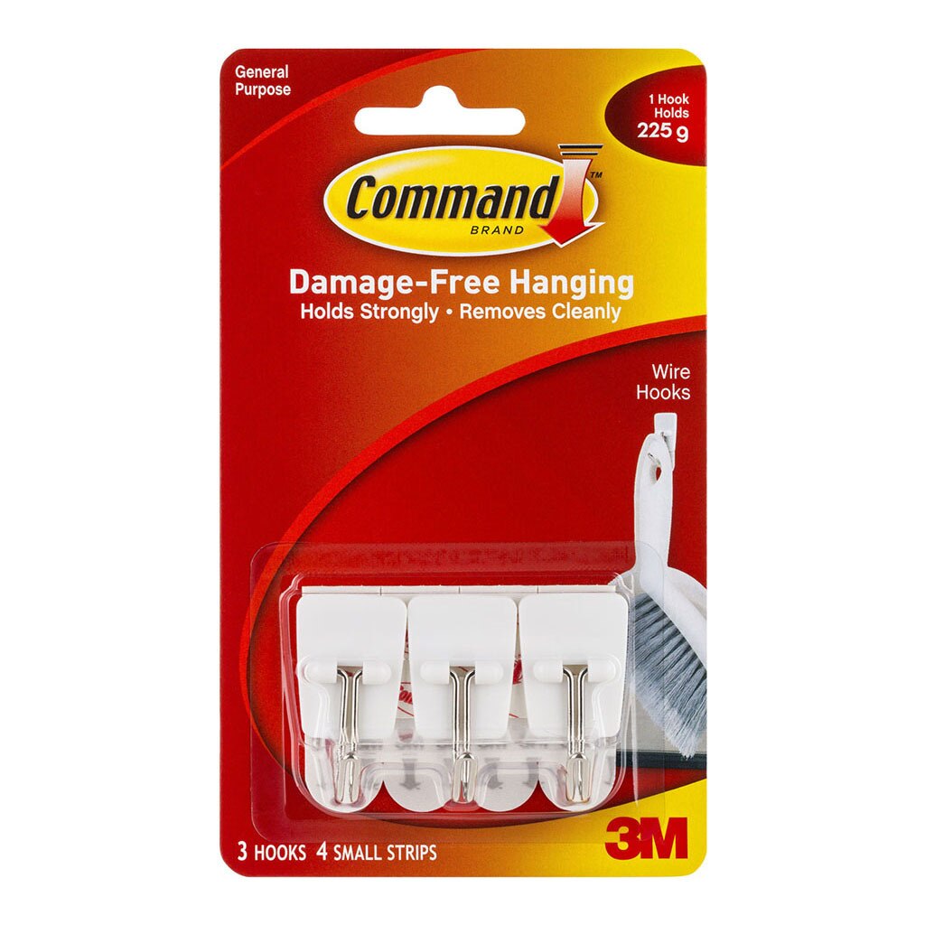 Command Hooks small white wire 3 pce