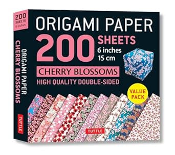 Origami paper Cherry Blossoms 200 Sheets 6 x 6'' (15cm)