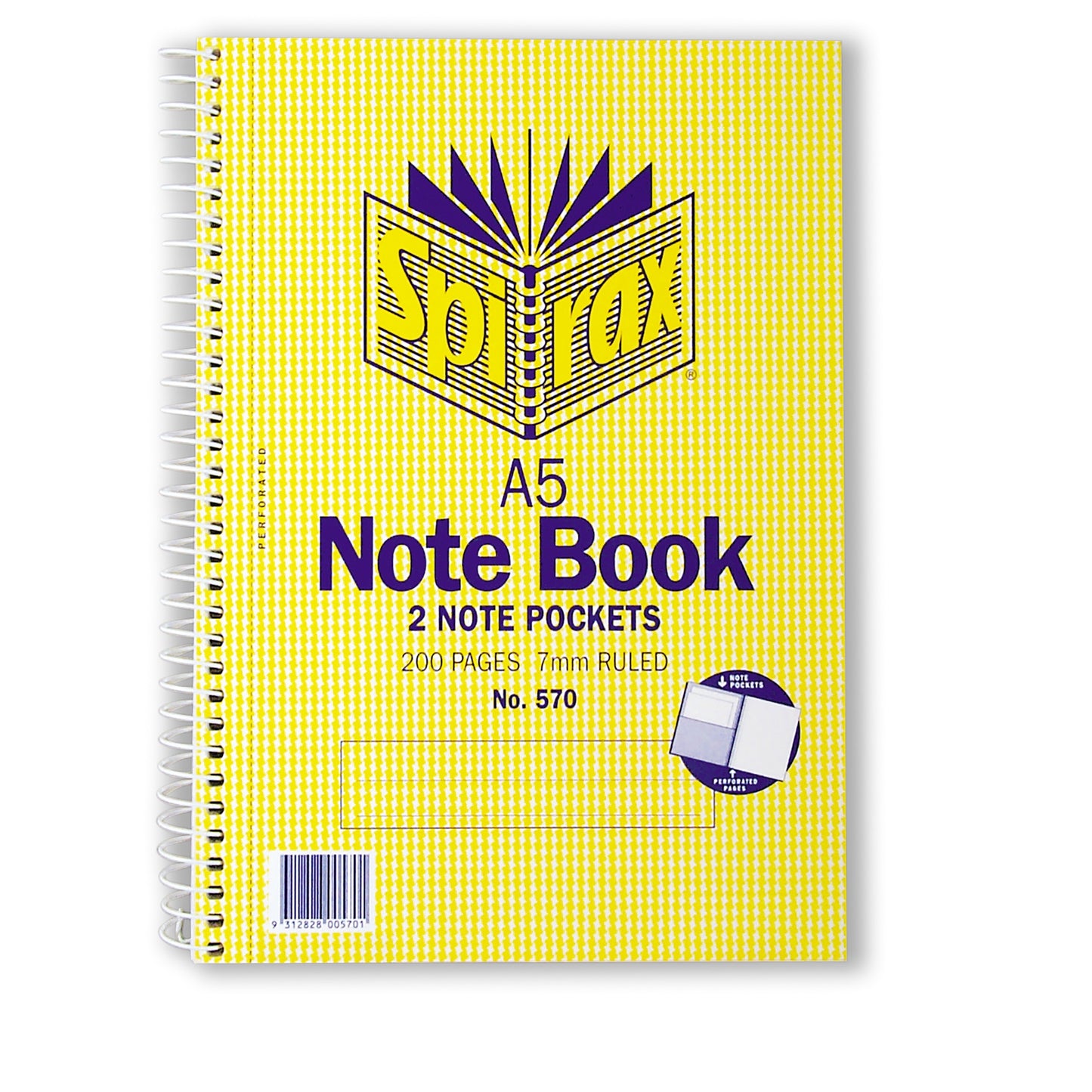 Spirax A5 Spiral Notebook 7mm Ruled 200 Pages