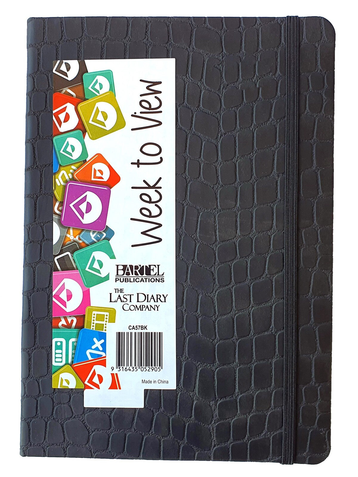 2026 Diary Croc A5 Week to View Casebound Black