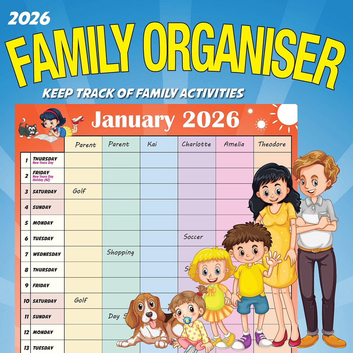 Calendar 2026 300x300mm Family Organiser