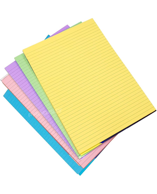 Pad Lined A4 Coloured Assorted