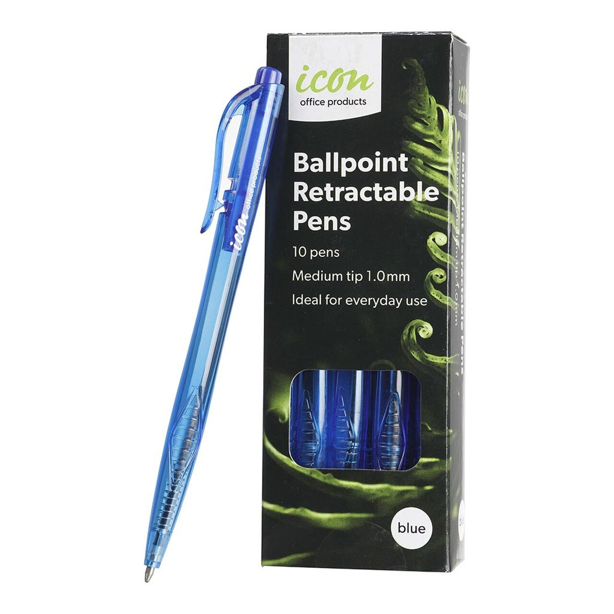 Icon Ballpoint Retractable Pen 10Pk Blue