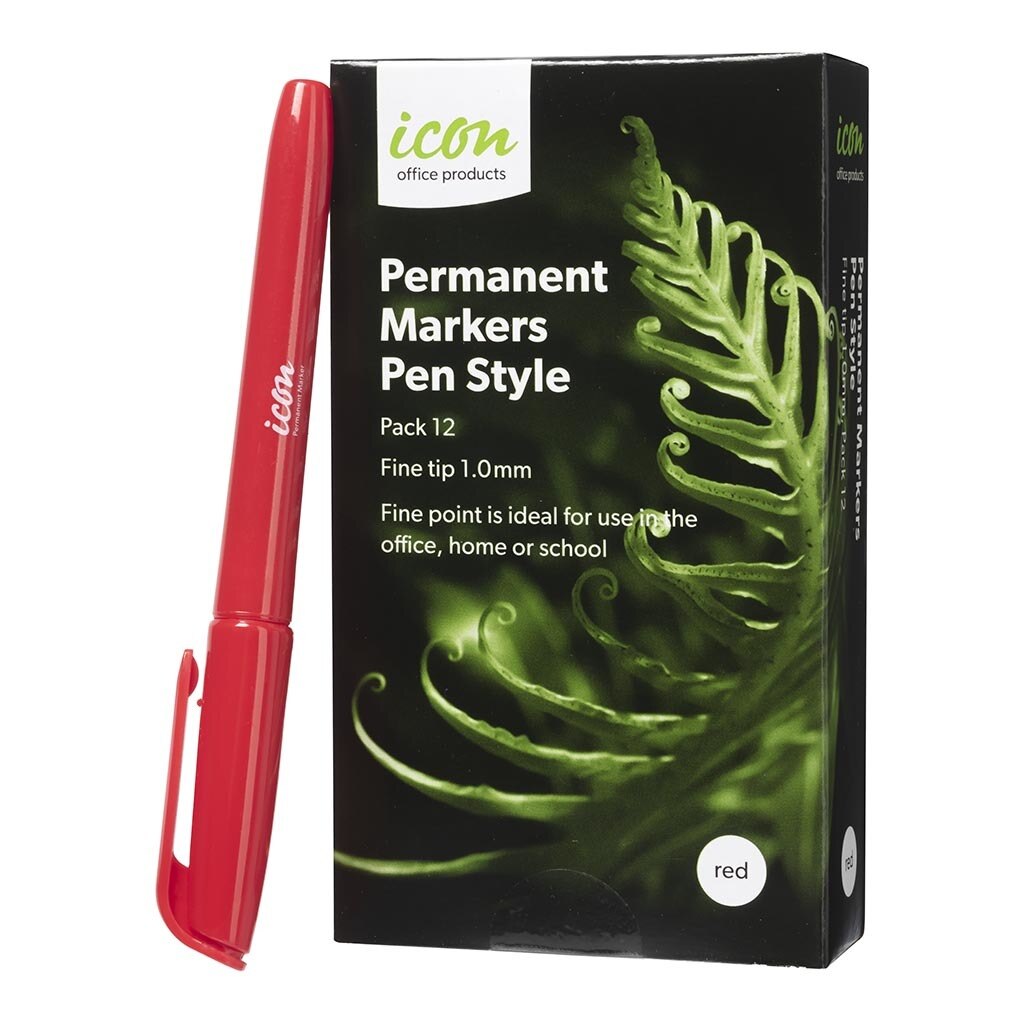 Icon Permanent Marker Red Fine Tip