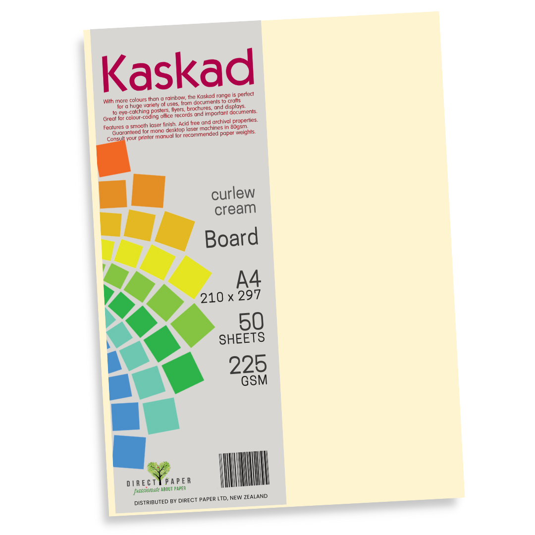 A4 Board Kaskad 225gsm Curlew Cream 12 Pce