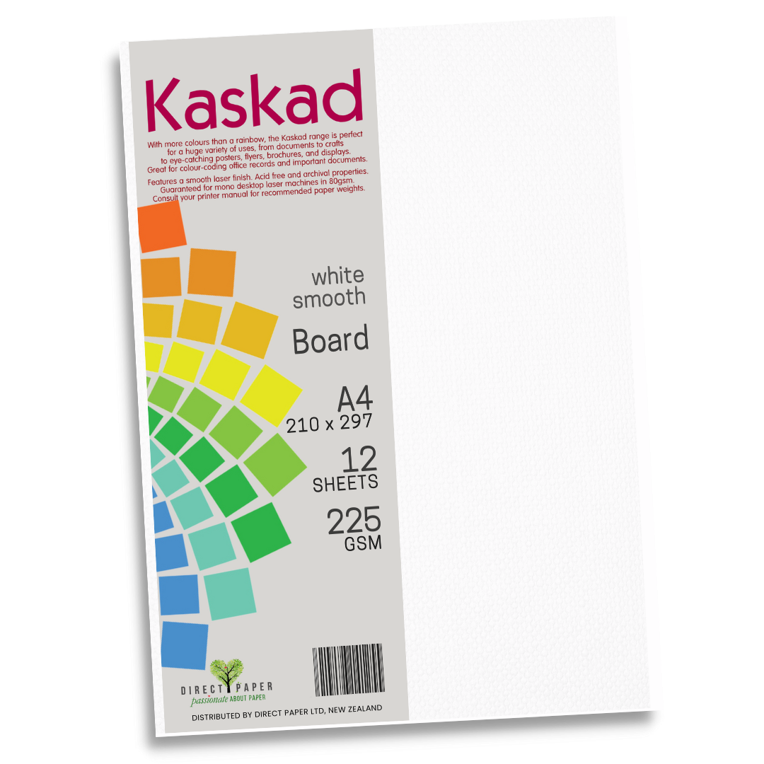 A4 Board Kaskad 225gsm White Smooth 12Pce