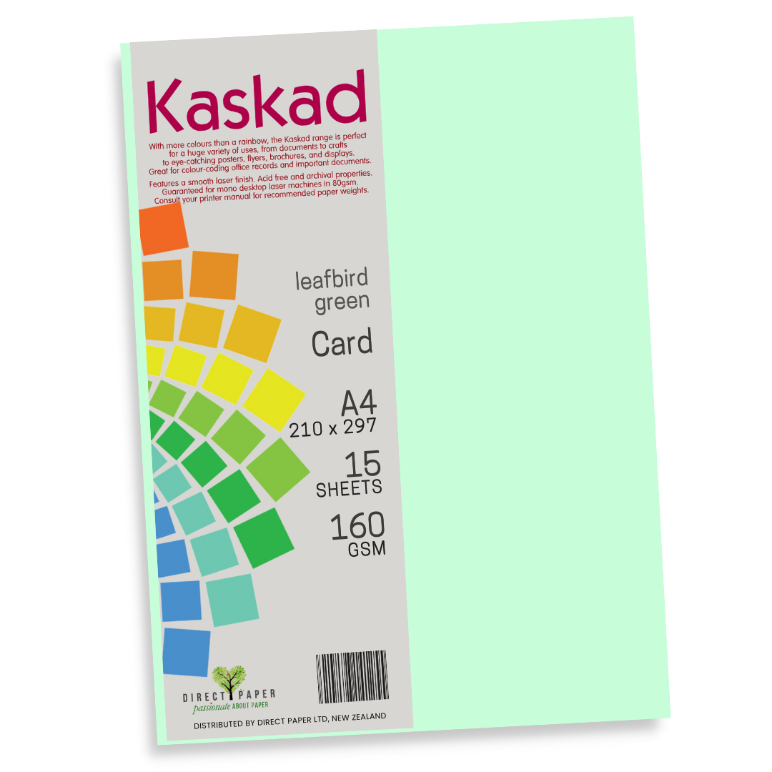 A4 Card Kaskad 160gsm Leafbird Green 15Pce