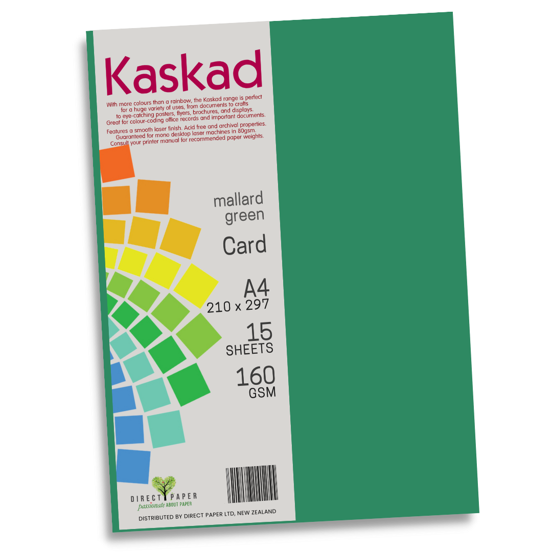 A4 Card Kaskad 160gsm Mallard Green 15Pce