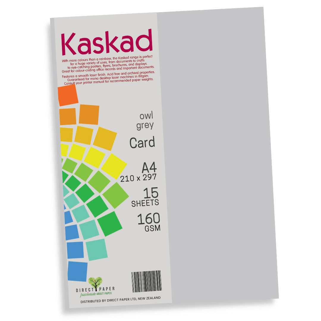 A4 Card Kaskad 160gsm Owl Grey 15Pce