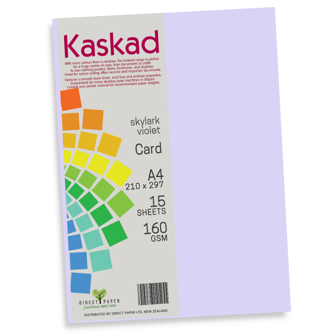 A4 Card Kaskad 160gsm Skylark Violet 15Pce