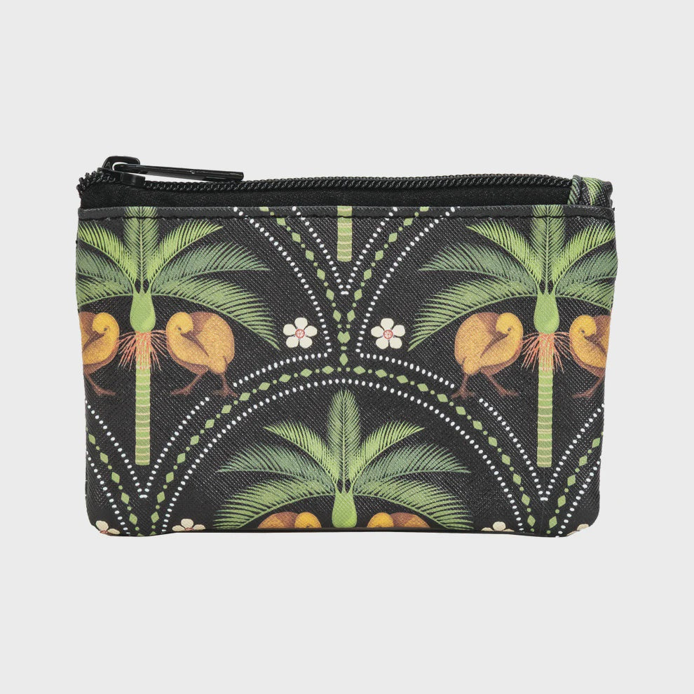 Coin Purse Kiwi Tropics with Nikau Black