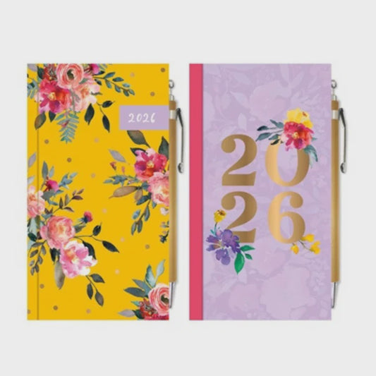 Slim Floral Diary 2026 With Pen 2 Ass
