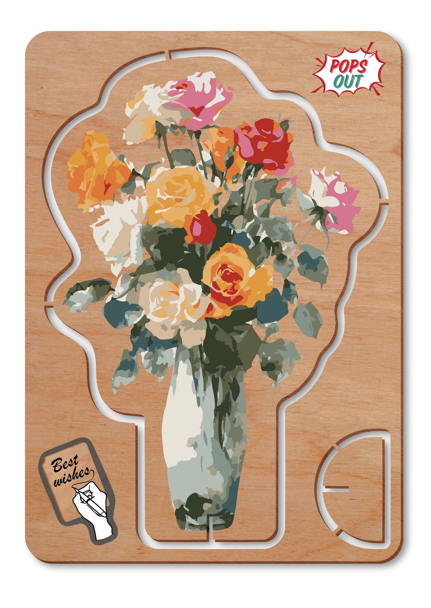 Wooden Greeting Card -Roses