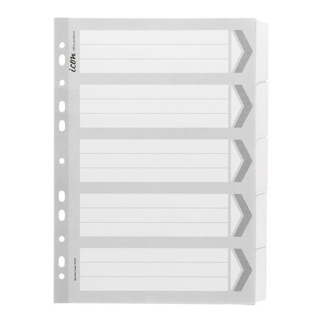 Icon Cardboard Dividers With Reinforced 5Tab White
