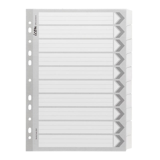 Icon Cardboard Dividers With Reinforced 10 Tab White