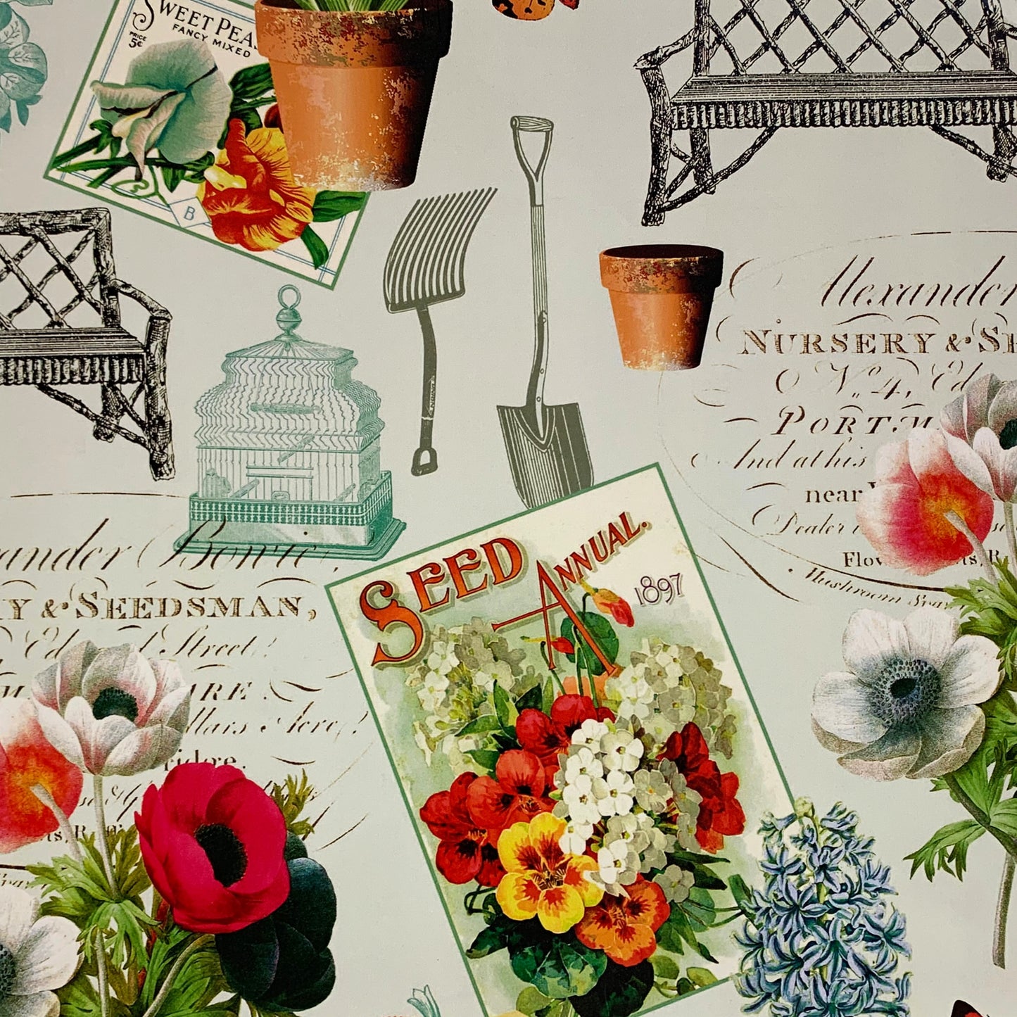 12 X 12 Paper Antique Seeds Blue#Pv21027