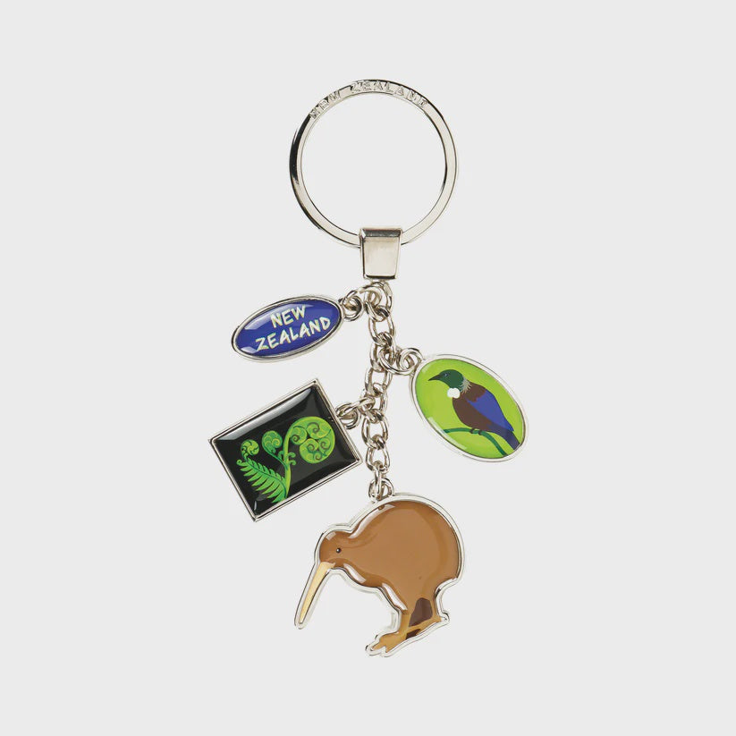Keyring Metal Kiwi & NZ Charms