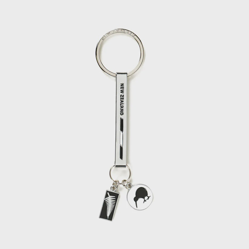 Keyring Metal Long Bar with Kiwi & Fern