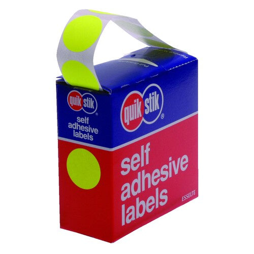 Label Disp Q/stik 24mm Fluoro Yellow