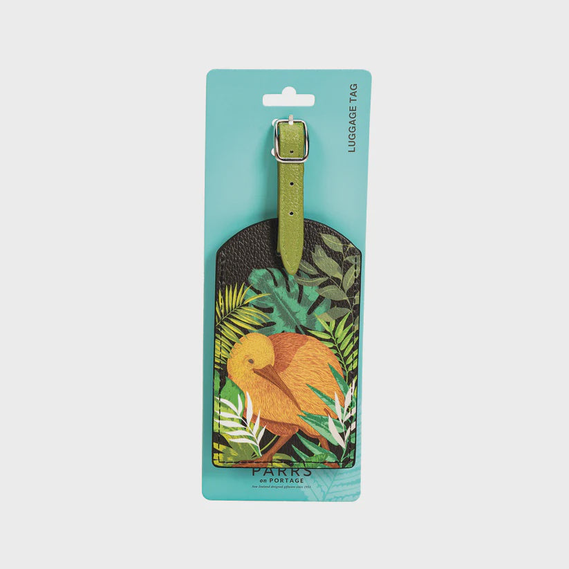 Luggage Tag PU Kiwi Tropics Black