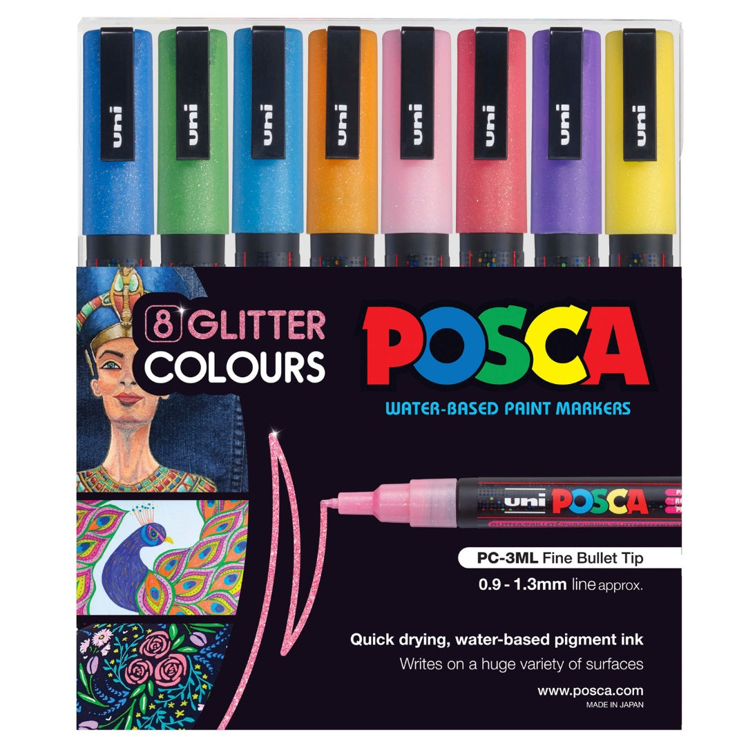 Posca Markers 8 Glitter Colours PC-3ML