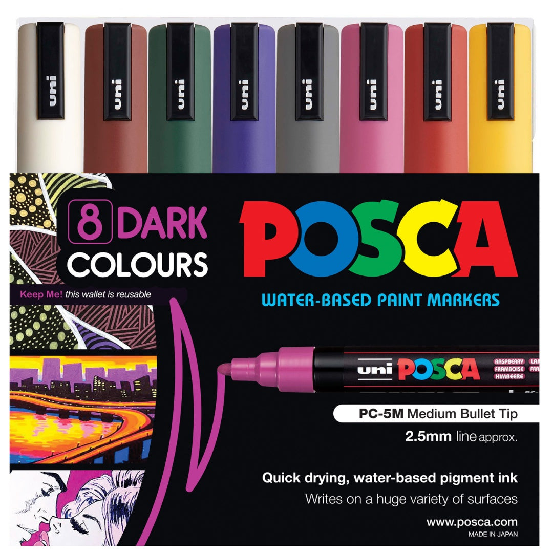 Posca Markers 8 Dark Colours PC-5M