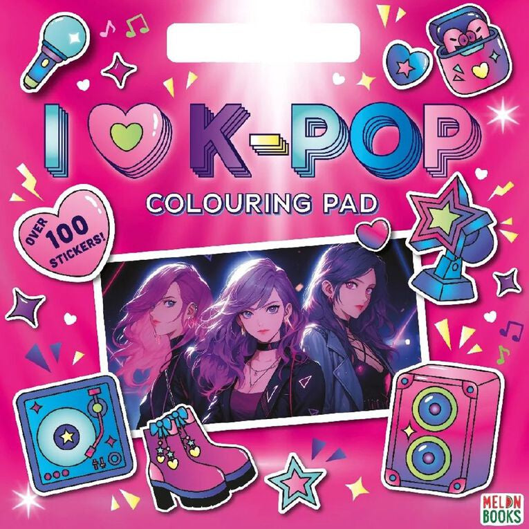 I Love K-Pop Colouring Pad With Over 100 Stickers
