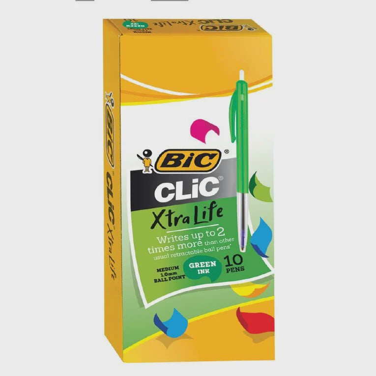 Pen Bic Clic Med 1.0mm Green Box 10