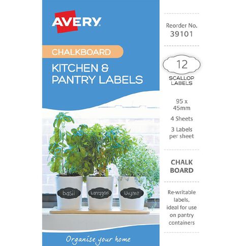 Avery Kitchen And Pantry Labels Chalkboard
