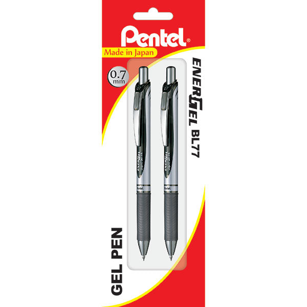 Pentel Energel Deluxe 07Mm Black 2 Pack